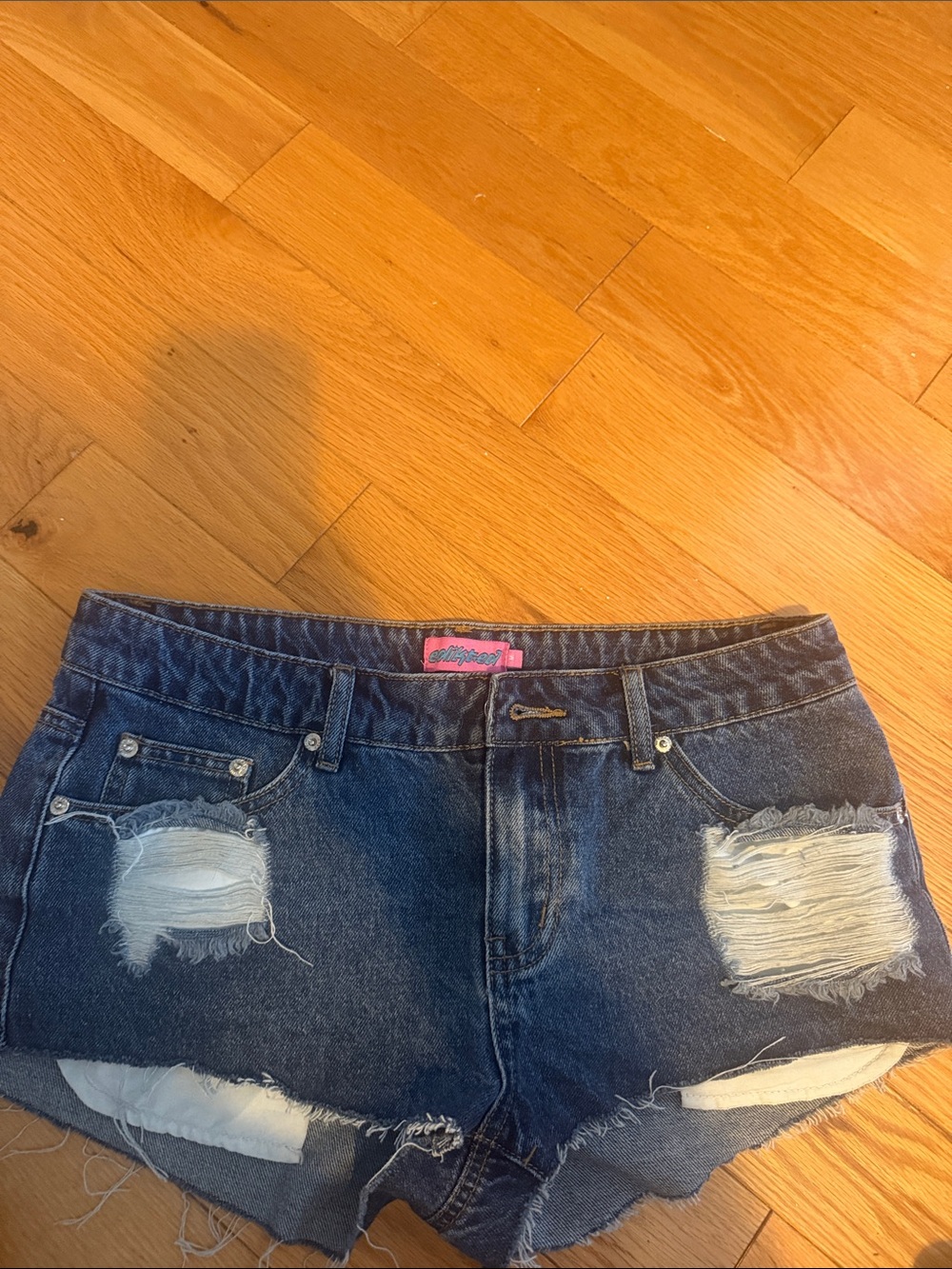 Ediked Distressed Dark Wash Denim Cutoff Shorts